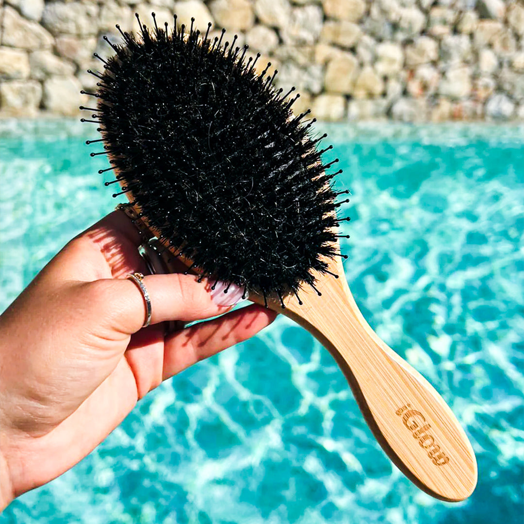 iGlow Silkeputetrekk - Divine Gold & Boar Bristle Brush - LARGE