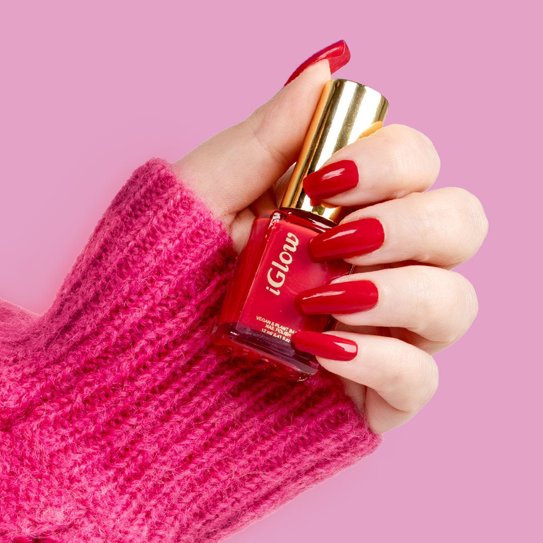 🎁 iGlow Neglelakk - Brave Red (Rød) (30% off)