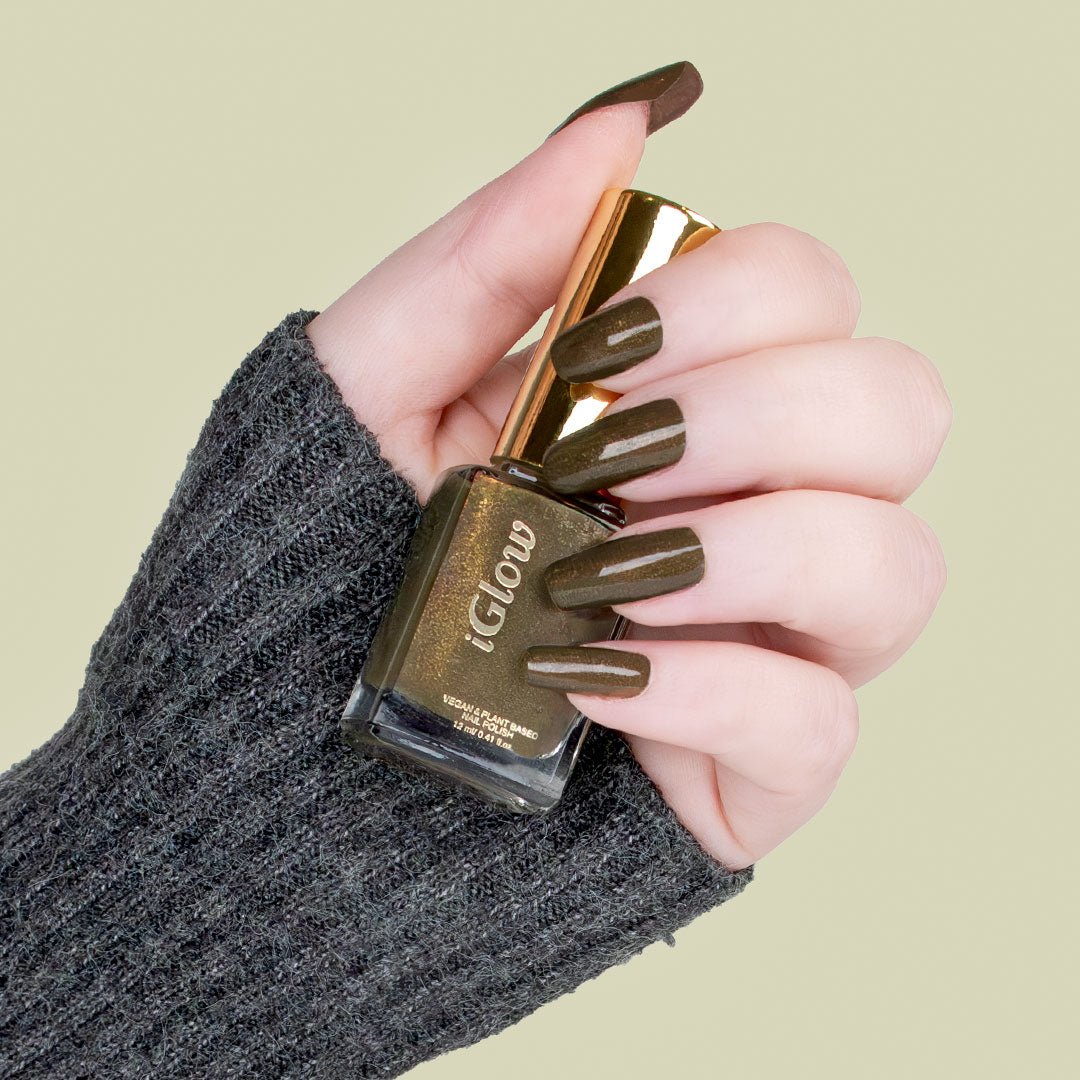 🎁 iGlow Neglelakk - Green Treasure (Mørkegrønn med gullshimmer) (30% off)