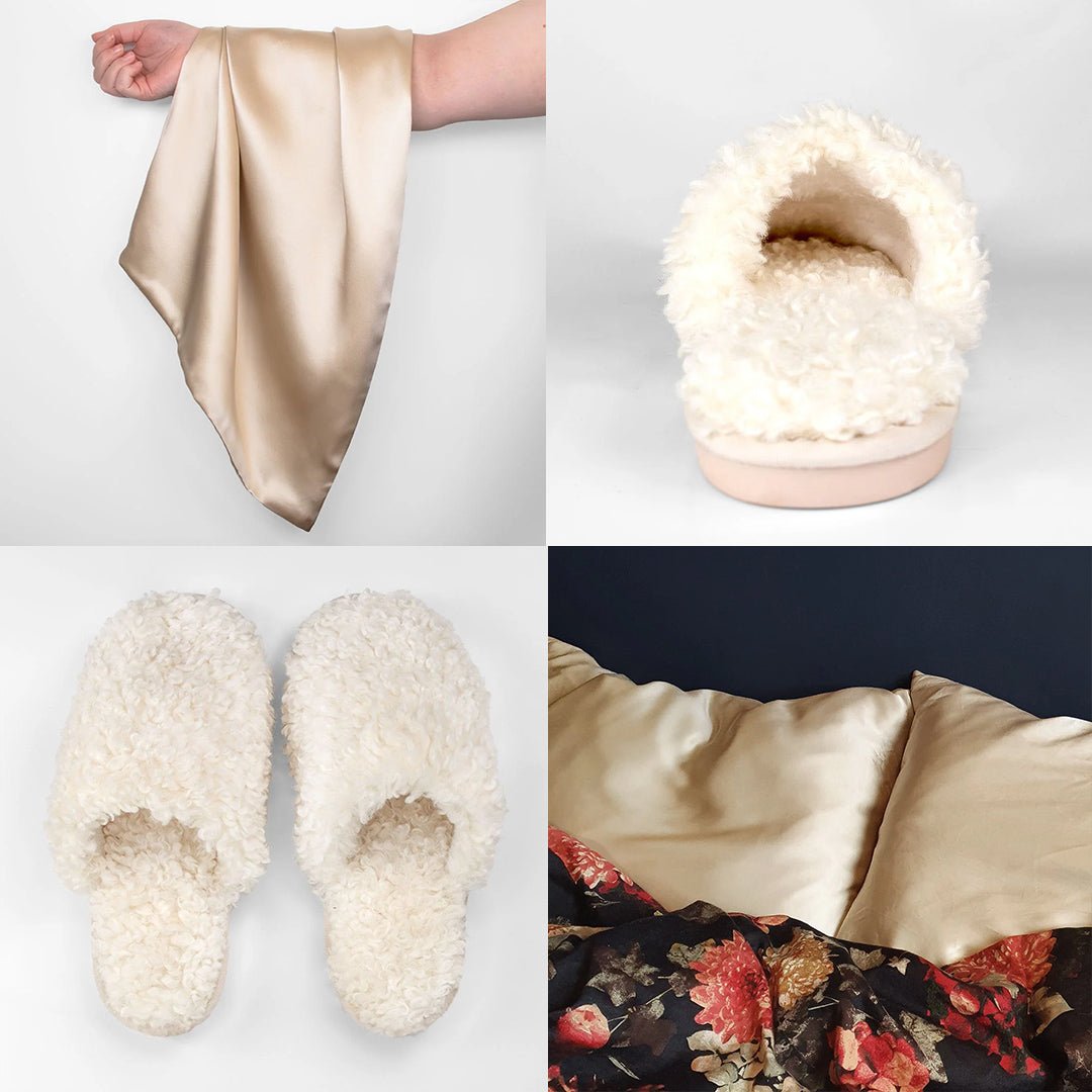 iGlow Silkeputetrekk, Champagne Dreams &amp; Teddytøfler, Soft Cream - iGlow.no