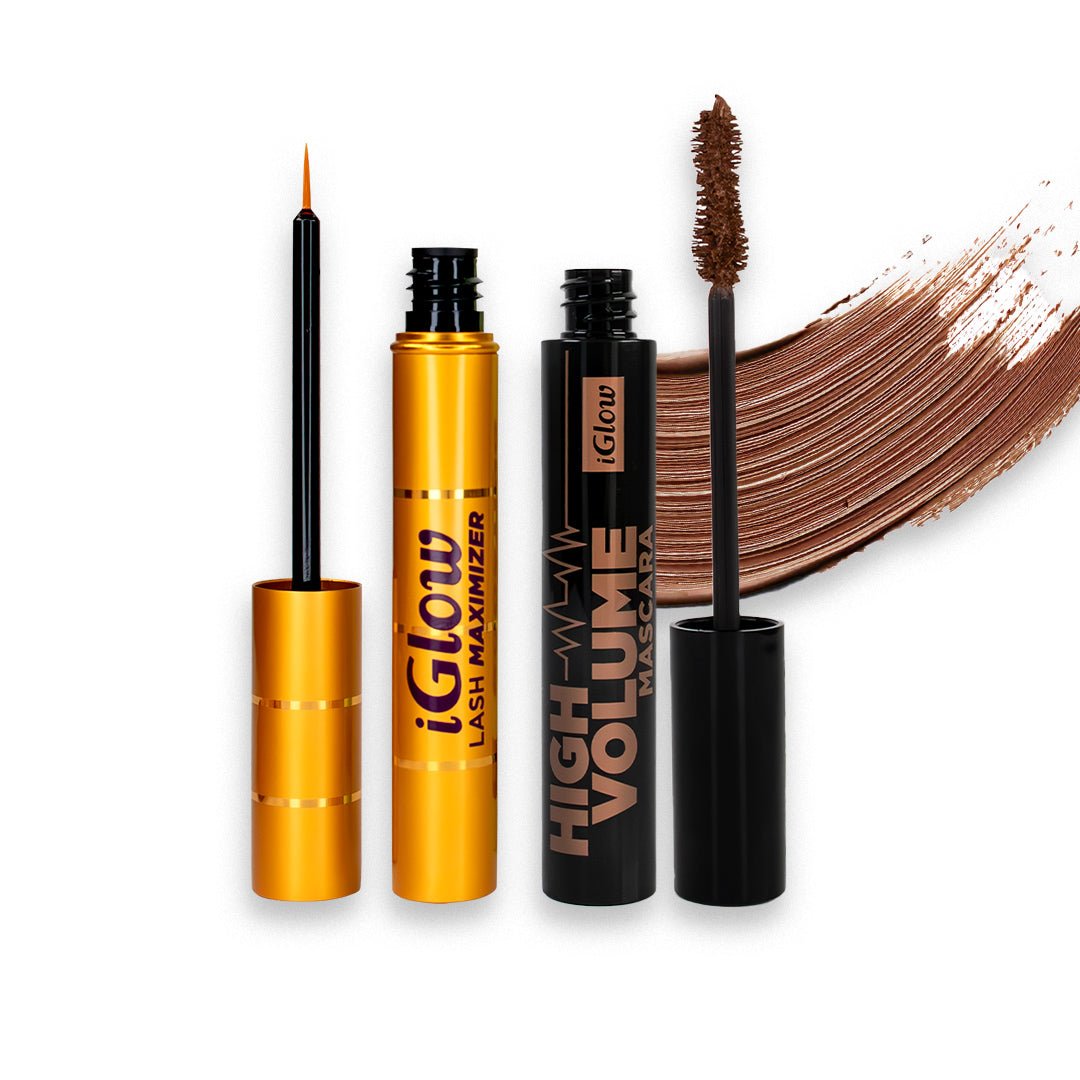 Vippeserum &amp; High Volume Mascara Kit - Brown - iGlow.no