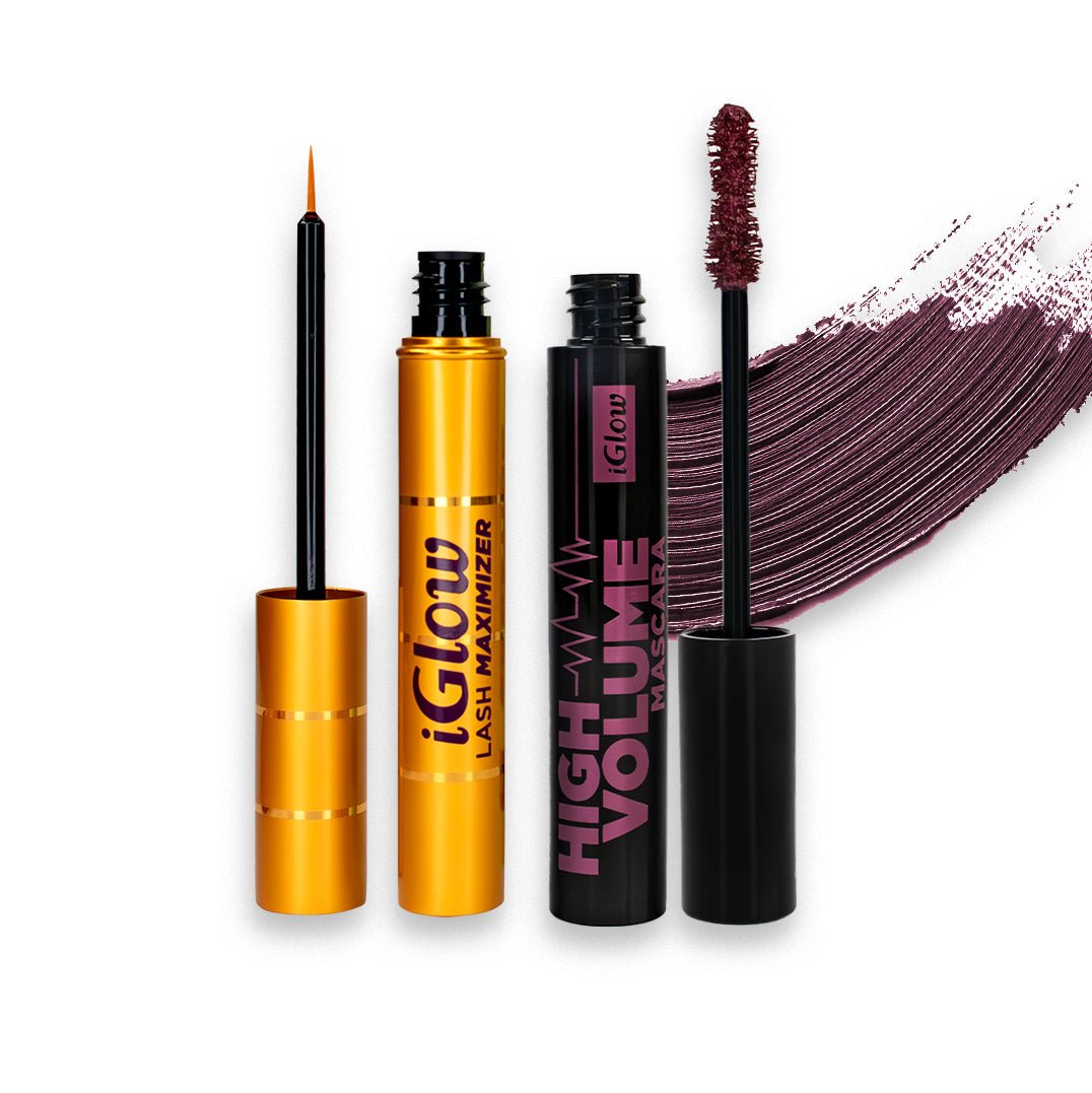 Vippeserum &amp; High Volume Mascara Kit - Burgundy - iGlow.no